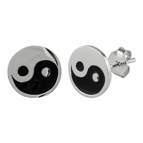Yin Yang Ear Pin made of authentic 925 Sterling Silver