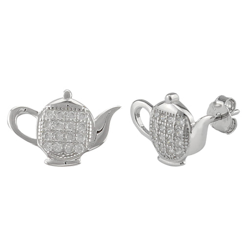 Tea Pot Ear Pin made of authentic 925 Sterling Silver