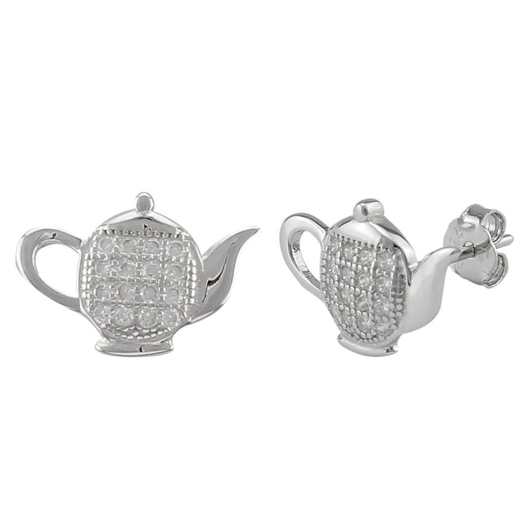 Tea Pot Ear Pin made of authentic 925 Sterling Silver
