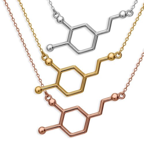 Dopamine Molecule Necklace made of 925 sterling silver