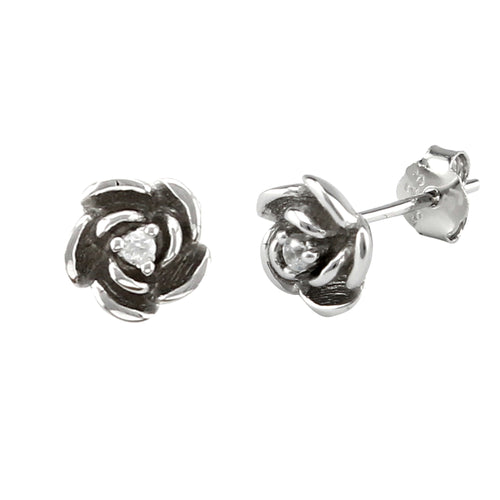 Rose Ear Pin made of authentic 925 Sterling Silver