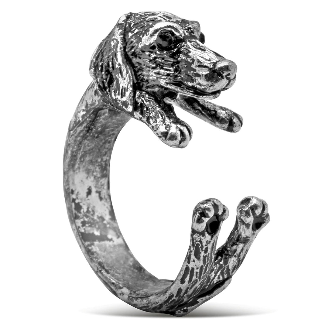 Dachshund Ring in Silver Tone