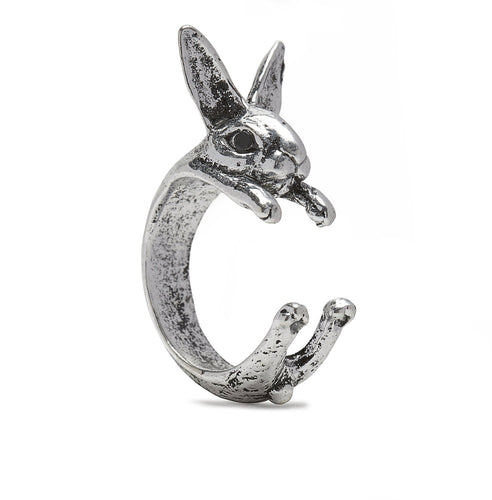 Rabbit Ring in Silver Tone Alloy