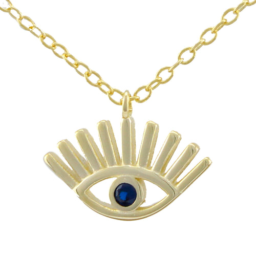 Evil Eye Necklace made of authentic 925 Sterling Silver plated with Gold