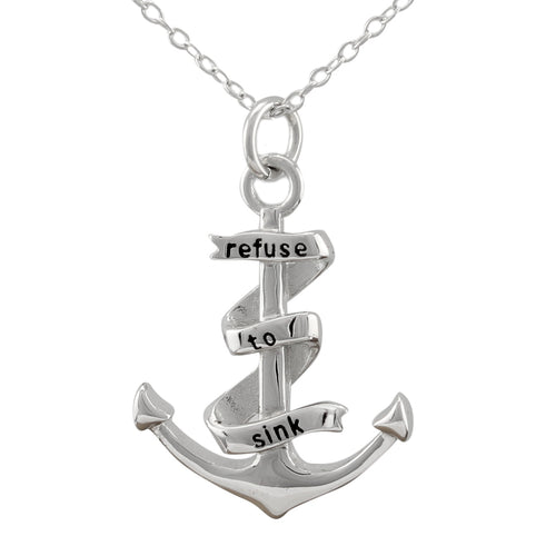 Anchor Necklace 'refuse to sink' made of authentic 925 Sterling Silver